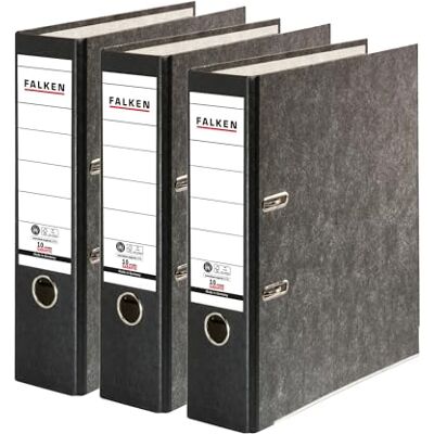FALKEN 3x Recycling-Ordner 8 cm breit DIN A4 schwarzer Rücken Made in Germany Papierbezug im Wolkenmarmor-Design Blauer Engel FALKEN 3x Recycling-Ordner 8 cm breit DIN A4 schwarzer Rücken Made in Germany Papierbezug im Wolkenmarmor-Design Blauer Engel