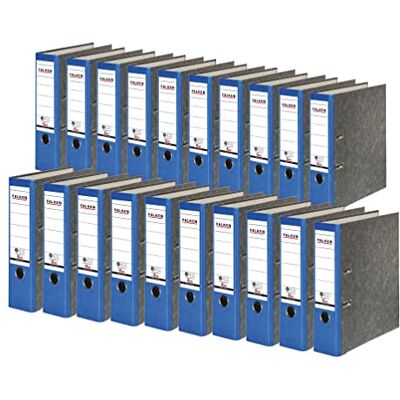 FALKEN 20x Recycling-Ordner 8 cm breit DIN A4 blauer Rücken Made in Germany Papierbezug im Wolkenmarmor-Design Blauer Engel FALKEN 20x Recycling-Ordner 8 cm breit DIN A4 blauer Rücken Made in Germany Papierbezug im Wolkenmarmor-Design Blauer Engel
