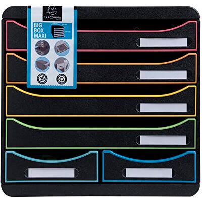Exacompta 312914D Ablagebox Harlekin aus Recycling-Kunststoff mit 4 Schubladen für DIN A+ und 2 Schubladen für Utensilien. Schubladenbox für mehr Platz. Blauer Engel Big Box Maxi schwarz bunt Exacompta 312914D Ablagebox Harlekin aus Recycling-Kunststoff mit 4 Schubladen für DIN A+ und 2 Schubladen für Utensilien. Schubladenbox für mehr Platz. Blauer Engel Big Box Maxi schwarz bunt