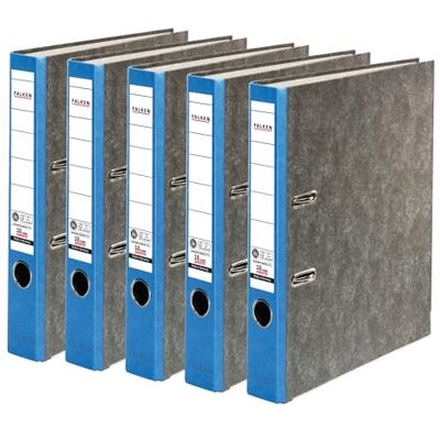 FALKEN 5x Recycling-Ordner 5 cm schmal DIN A4 blauer Rücken Made in Germany Papierbezug im Wolkenmarmor-Design Blauer Engel FALKEN 5x Recycling-Ordner 5 cm schmal DIN A4 blauer Rücken Made in Germany Papierbezug im Wolkenmarmor-Design Blauer Engel