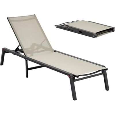VEVOR Liegestuhl faltbar, Tragkraft 180 kg, Gartenliege mit 5 Verstellbarer Rücklehne, Sonnenliege aus Aluminium, Strandliege, Relaxliege, Gartenmöbel für Strand, Hof, Camping und Terrasse VEVOR Liegestuhl faltbar, Tragkraft 180 kg, Gartenliege mit 5 Verstellbarer Rücklehne, Sonnenliege aus Aluminium, Strandliege, Relaxliege, Gartenmöbel für Strand, Hof, Camping und Terrasse