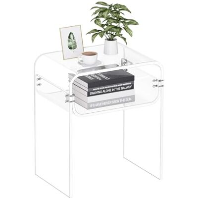 VEVOR Acryltisch Beistelltisch 2-stufiger durchsichtiger Nachttisch mit Ablage, moderner rechteckiger Acryltisch, Dicker Nachttisch für Schlafzimmer Wohnzimmer Arbeitszimmer, 30 x 40 x 50 cm VEVOR Acryltisch Beistelltisch 2-stufiger durchsichtiger Nachttisch mit Ablage, moderner rechteckiger Acryltisch, Dicker Nachttisch für Schlafzimmer Wohnzimmer Arbeitszimmer, 30 x 40 x 50 cm