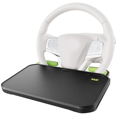 SAIJI Auto Lenkrad Schreibtisch mit einziehbarem Schlitz, Auto Essen Tablett mit Anti-Scratch Silikon Lenkradschlitz, Auto Tisch Tablett zum Essen mit Getränkehalter, Multifunktionales SAIJI Auto Lenkrad Schreibtisch mit einziehbarem Schlitz, Auto Essen Tablett mit Anti-Scratch Silikon Lenkradschlitz, Auto Tisch Tablett zum Essen mit Getränkehalter, Multifunktionales