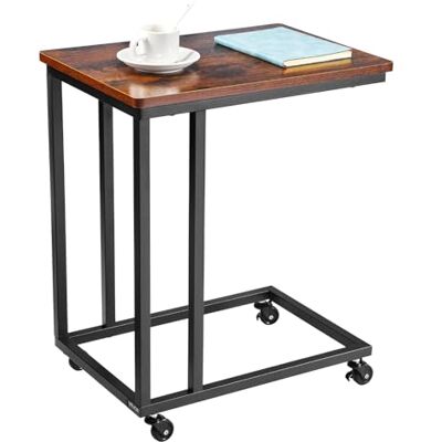 VEVOR Beistelltisch Kaffeetisch mit Metallrahmen rollbar, C-förmiger Couchtisch für Wohnzimmer Schlafzimmer Büro 500 x 350 x 605 mm TV-Tablett, Wohzimmertisch Sofatisch Braun und Schwarz VEVOR Beistelltisch Kaffeetisch mit Metallrahmen rollbar, C-förmiger Couchtisch für Wohnzimmer Schlafzimmer Büro 500 x 350 x 605 mm TV-Tablett, Wohzimmertisch Sofatisch Braun und Schwarz