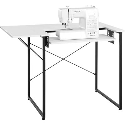 VEVOR Nähtisch Nähmaschinentisch mit klappbarer Tischplatte & Verstellbarer Ablage & Stahlbeinen, Mehrzwecktisch Computertisch für Zuhause Modestudio Kunststudio Bildungseinrichtung, Weiß VEVOR Nähtisch Nähmaschinentisch mit klappbarer Tischplatte & Verstellbarer Ablage & Stahlbeinen, Mehrzwecktisch Computertisch für Zuhause Modestudio Kunststudio Bildungseinrichtung, Weiß