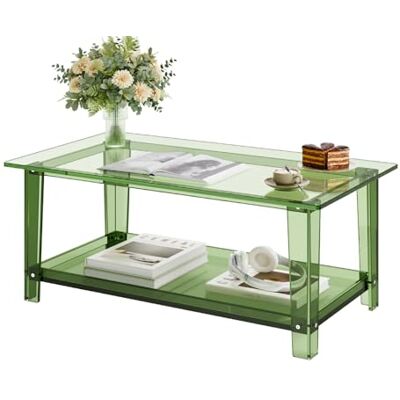 VEVOR Couchtisch Sofatsich aus Acryl, 2-stufiger Beistelltisch mit Ablagefläche, moderner rechteckiger Arcyltisch ideal für Esszimmer Kücheninsel Restaurant Büro, 50 x 80 x 40 cm (Grün) VEVOR Couchtisch Sofatsich aus Acryl, 2-stufiger Beistelltisch mit Ablagefläche, moderner rechteckiger Arcyltisch ideal für Esszimmer Kücheninsel Restaurant Büro, 50 x 80 x 40 cm (Grün)