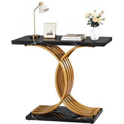VEVOR Konsolentisch Eingangtisch hinter dem Sofa (100 x 30 x 81 cm/L x B x H), rechteckiger Beistelltisch aus MDF + Stahlrohre für Flur Schlafzimmer Wohnzimmer Foyer, Flurtisch Golden VEVOR Konsolentisch Eingangtisch hinter dem Sofa (100 x 30 x 81 cm/L x B x H), rechteckiger Beistelltisch aus MDF + Stahlrohre für Flur Schlafzimmer Wohnzimmer Foyer, Flurtisch Golden