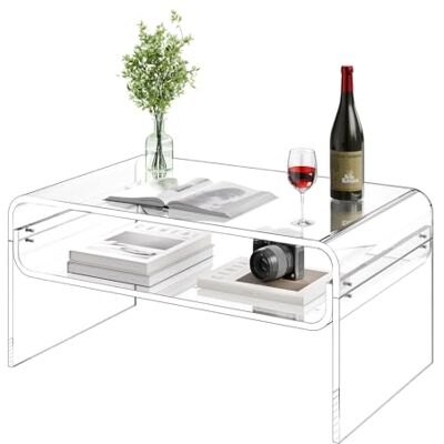 VEVOR Couchtisch Beistelltisch 2-stufiger Sofatisch mit Ablagefläche, moderner rechteckiger Couchtisch aus Acryl, ideal für Esszimmer, Kücheninsel, Restaurant, Büro, 50 x 80 x 38 cm (transparent) VEVOR Couchtisch Beistelltisch 2-stufiger Sofatisch mit Ablagefläche, moderner rechteckiger Couchtisch aus Acryl, ideal für Esszimmer, Kücheninsel, Restaurant, Büro, 50 x 80 x 38 cm (transparent)