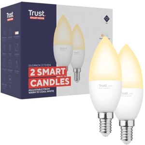 Trust WiFi E14 Smart Lampe, Dimmbar LED Birne, Leuchtmittel für Alexa und Google Home, Kein Hub Erforderlich, 2.4GHz Glühbirne RGB, WI-Fi Lampe, Weiß 2er-Pack Trust WiFi E14 Smart Lampe, Dimmbar LED Birne, Leuchtmittel für Alexa und Google Home, Kein Hub Erforderlich, 2.4GHz Glühbirne RGB, WI-Fi Lampe, Weiß 2er-Pack