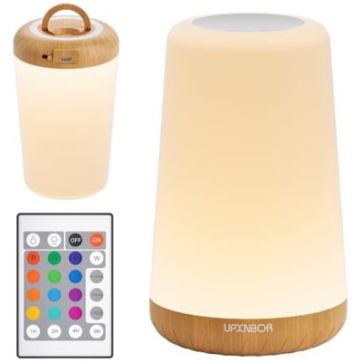 UPXNBOR LED Nachttischlampe, Nachtlicht für Schlafzimmer & Kinderzimmer Touch Stilllicht mit Fernbedienung, 13 RGB Farben & 4 Modi, Dimmbar, Timer, Haken, USB aufladbar, für Wohnzimmer, 1er Pack UPXNBOR LED Nachttischlampe, Nachtlicht für Schlafzimmer & Kinderzimmer Touch Stilllicht mit Fernbedienung, 13 RGB Farben & 4 Modi, Dimmbar, Timer, Haken, USB aufladbar, für Wohnzimmer, 1er Pack