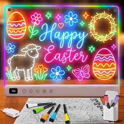 Ortizan LED Zeichenbrett Kinder 34x28 cm, wiederaufladbar 13 Lichteffekte, Akku, Ständer, Type-C-Kabel, Adapter und Zubehör für Malen, Notizen und Nachtlicht Ortizan LED Zeichenbrett Kinder 34x28 cm, wiederaufladbar 13 Lichteffekte, Akku, Ständer, Type-C-Kabel, Adapter und Zubehör für Malen, Notizen und Nachtlicht