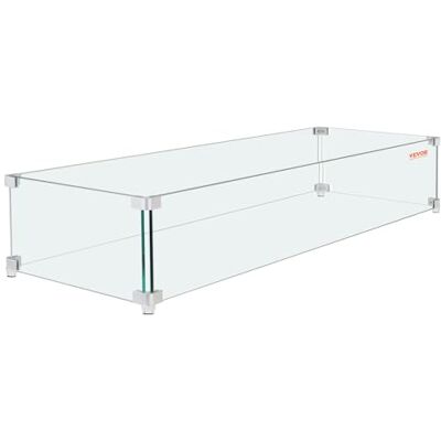 VEVOR Feuerstelle Windschutz, 38 x 10,5 x 6 Zoll Glas Windschutz, Rechteckiges Glasschild, 0,8 cm Dicker Feuertisch, Klar Gehärtetes Glas Flammenschutz, Steady Feet Tree Pit Guard für Propan, Gas, VEVOR Feuerstelle Windschutz, 38 x 10,5 x 6 Zoll Glas Windschutz, Rechteckiges Glasschild, 0,8 cm Dicker Feuertisch, Klar Gehärtetes Glas Flammenschutz, Steady Feet Tree Pit Guard für Propan, Gas,
