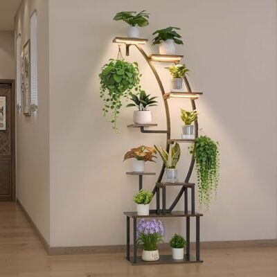 VEVOR Pflanzenständer mit Wachstumslicht, Blumentreppe mit 9 Ebenen, Blumenständer aus Metall, 3 Timer- & 10 Helligkeitsstufen, Blumenregal für die Dekoration von Wohnzimmer & Balkon, 62x28x160 cm VEVOR Pflanzenständer mit Wachstumslicht, Blumentreppe mit 9 Ebenen, Blumenständer aus Metall, 3 Timer- & 10 Helligkeitsstufen, Blumenregal für die Dekoration von Wohnzimmer & Balkon, 62x28x160 cm