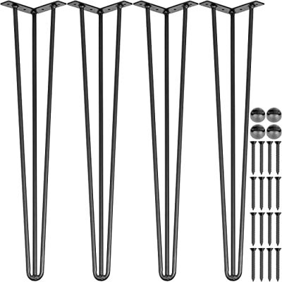 VEVOR Happybuy 18 Zoll 45,7 cm Haarnadel Tischbein Tischbeine Metall Schwarz 4 Stücke, Möbelfüße Verstellbar Austauschbare DIY, Hairpin Tischbeine 3 Pfosten, mit 4 Gummibodenfüße, Hairpin Table Legs VEVOR Happybuy 18 Zoll 45,7 cm Haarnadel Tischbein Tischbeine Metall Schwarz 4 Stücke, Möbelfüße Verstellbar Austauschbare DIY, Hairpin Tischbeine 3 Pfosten, mit 4 Gummibodenfüße, Hairpin Table Legs