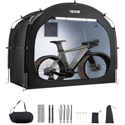 VEVOR Fahrradzelt, 4 bis 5 Fahrräder, geräumige Fahhrradgarage mit belüftetem Fenster, einfach zu installierende Fahrradschuppe mit hochfestem Fiberglas & Doppelreißverschlüssen, 226x151x197 cm VEVOR Fahrradzelt, 4 bis 5 Fahrräder, geräumige Fahhrradgarage mit belüftetem Fenster, einfach zu installierende Fahrradschuppe mit hochfestem Fiberglas & Doppelreißverschlüssen, 226x151x197 cm
