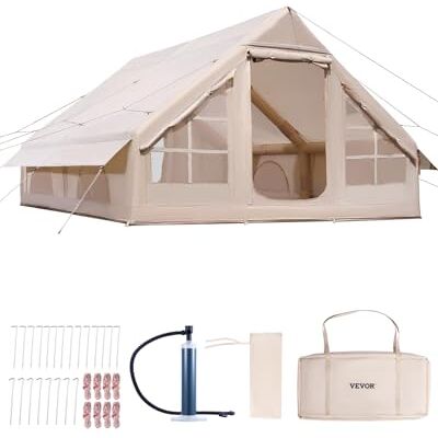 VEVOR Aufblasbare Zelte für Camping 4x3x2 m, 5–8 Personen, 300D Oxford Glamping-Zelt mit Ofenanschluss, Handpumpe 2 Türen & 4 Netzfenstern, inkl. Aufbewahrungstasche für einfachen Transport VEVOR Aufblasbare Zelte für Camping 4x3x2 m, 5–8 Personen, 300D Oxford Glamping-Zelt mit Ofenanschluss, Handpumpe 2 Türen & 4 Netzfenstern, inkl. Aufbewahrungstasche für einfachen Transport