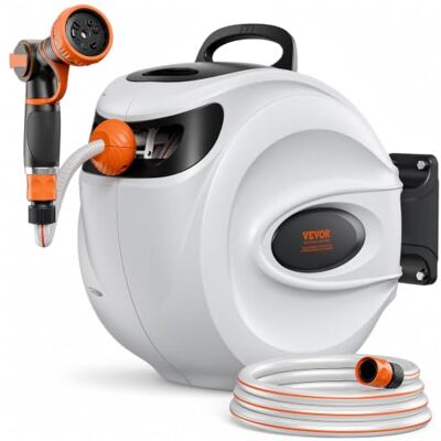 VEVOR Schlauchaufroller, 12mmx30 m, wandmontierter Schlauchaufroller, Wand Schlauchbox mit Düse mit 9 Mustern, automatisches Rücklaufsystem mit langsamer Rückführung & 180°-Schwenkhalterung VEVOR Schlauchaufroller, 12mmx30 m, wandmontierter Schlauchaufroller, Wand Schlauchbox mit Düse mit 9 Mustern, automatisches Rücklaufsystem mit langsamer Rückführung & 180°-Schwenkhalterung