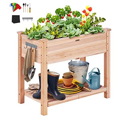 VEVOR Hochbeet Holz Pflanzkübel mit Ablage Blumenkasten 75kg Tragfähigkeit Garten Pflanzkasten Terrassen Gemüsebeet Gartenbeet Pflanzbeet 86x46x76cm ideal für den Anbau von Gemüse Obst Kräutern VEVOR Hochbeet Holz Pflanzkübel mit Ablage Blumenkasten 75kg Tragfähigkeit Garten Pflanzkasten Terrassen Gemüsebeet Gartenbeet Pflanzbeet 86x46x76cm ideal für den Anbau von Gemüse Obst Kräutern