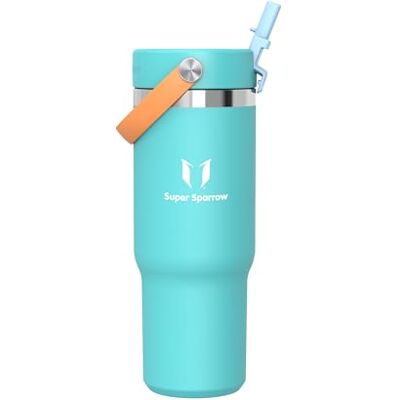 Super Sparrow Trinkflasche Edelstahl Twistpath Thermosflasche mit Flex-Strohhalmdeckel 900ml BPA-frei Thermobecher & Auslaufsichere Thermoskanne Kompatibel mit gängigen PKW-Getränkehaltern Super Sparrow Trinkflasche Edelstahl Twistpath Thermosflasche mit Flex-Strohhalmdeckel 900ml BPA-frei Thermobecher & Auslaufsichere Thermoskanne Kompatibel mit gängigen PKW-Getränkehaltern