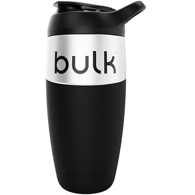 Bulk x Promixx Edelstahl Shaker Flasche Schwarz 700ml Robustes und Auslaufsicheres Design Snap-Fit Mixer für Sanftes Mischen Rutschfester Silikon-Griff Langlebig Bulk x Promixx Edelstahl Shaker Flasche Schwarz 700ml Robustes und Auslaufsicheres Design Snap-Fit Mixer für Sanftes Mischen Rutschfester Silikon-Griff Langlebig