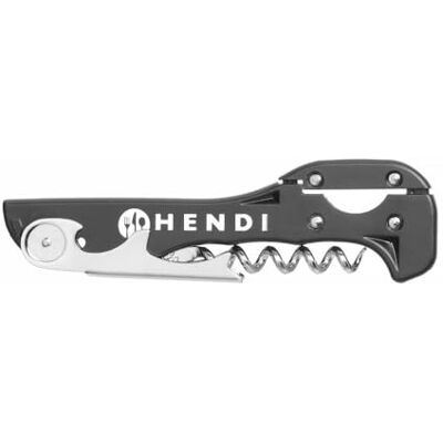 HENDI Kellnerkorkenzieher, mit Griff aus ABS Kunststoff, 3 Funktionen, Patentierter Hebel und Folienschneider, Korkenzieher & Flaschenöffner, 37x130x(H)14mm, Edelstahl, ABS Kunststoff HENDI Kellnerkorkenzieher, mit Griff aus ABS Kunststoff, 3 Funktionen, Patentierter Hebel und Folienschneider, Korkenzieher & Flaschenöffner, 37x130x(H)14mm, Edelstahl, ABS Kunststoff