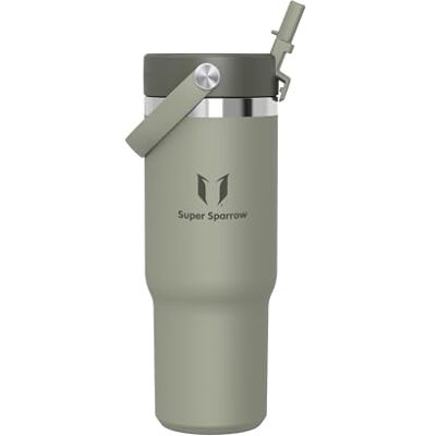 Super Sparrow Thermobecher mit Strohhalm Tumbler -900ml- Trinkflasche Edelstahl Isolierbecher Thermosflasche Wasserflasche Autobecher, Auslaufsicher & Spülmaschinenfest, BPA-frei, Heiß & Kalt für Alltag Super Sparrow Thermobecher mit Strohhalm Tumbler -900ml- Trinkflasche Edelstahl Isolierbecher Thermosflasche Wasserflasche Autobecher, Auslaufsicher & Spülmaschinenfest, BPA-frei, Heiß & Kalt für Alltag