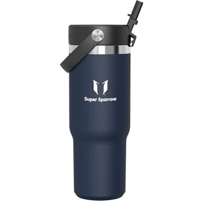 Super Sparrow Trinkflasche Edelstahl Twistpath Thermosflasche mit Flex-Strohhalmdeckel 900ml BPA-frei Thermobecher & Auslaufsichere Thermoskanne Kompatibel mit gängigen PKW-Getränkehaltern Super Sparrow Trinkflasche Edelstahl Twistpath Thermosflasche mit Flex-Strohhalmdeckel 900ml BPA-frei Thermobecher & Auslaufsichere Thermoskanne Kompatibel mit gängigen PKW-Getränkehaltern