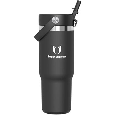 Super Sparrow Trinkflasche Edelstahl Twistpath Thermosflasche mit Flex-Strohhalmdeckel 900ml BPA-frei Thermobecher & Auslaufsichere Thermoskanne Kompatibel mit gängigen PKW-Getränkehaltern Super Sparrow Trinkflasche Edelstahl Twistpath Thermosflasche mit Flex-Strohhalmdeckel 900ml BPA-frei Thermobecher & Auslaufsichere Thermoskanne Kompatibel mit gängigen PKW-Getränkehaltern
