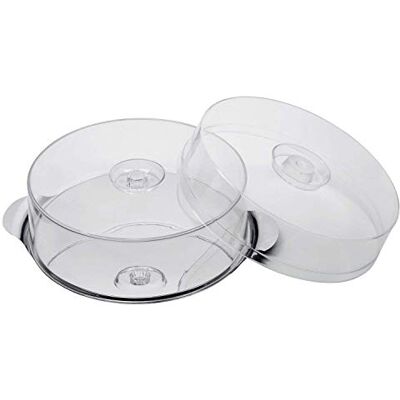 APS Tortenplatte mit 2 Hauben hochwertige Kuchenplatte aus Edelstahl mit Griffen und 2 Tortenhauben (Höhen 7cm + 11cm, 30 cm) langlebig und stapelbar Made in Germany 652 Transparent APS Tortenplatte mit 2 Hauben hochwertige Kuchenplatte aus Edelstahl mit Griffen und 2 Tortenhauben (Höhen 7cm + 11cm, 30 cm) langlebig und stapelbar Made in Germany 652 Transparent