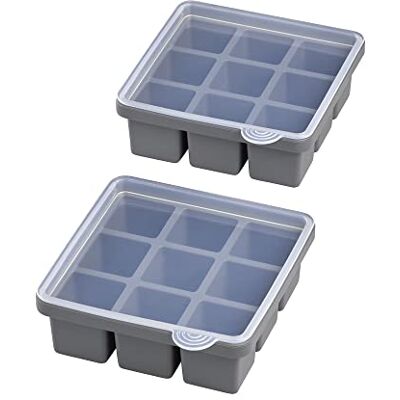 APS Eiswürfelform inklusive transparentem Deckel, für 9 Eiswürfel, Eiswürfelgröße 4 x 4 x 4 cm, Silikon APS Eiswürfelform inklusive transparentem Deckel, für 9 Eiswürfel, Eiswürfelgröße 4 x 4 x 4 cm, Silikon