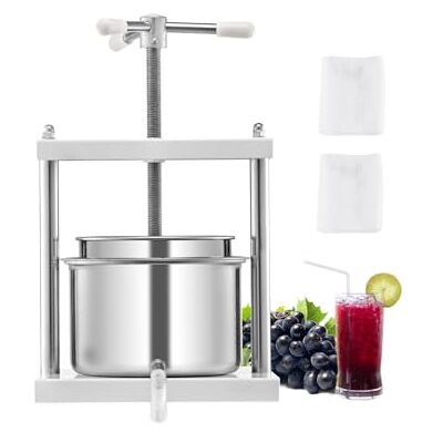 VEVOR Obstweinpresse Obstmühle, (5 L) mit 2 Edelstahlfässer, manueller Entsafter zur Weinherstellung, Apfelweinpresse Apfelpresse Traubenpresse Olivenölpresse mit dreieckigem Griff für Küche VEVOR Obstweinpresse Obstmühle, (5 L) mit 2 Edelstahlfässer, manueller Entsafter zur Weinherstellung, Apfelweinpresse Apfelpresse Traubenpresse Olivenölpresse mit dreieckigem Griff für Küche
