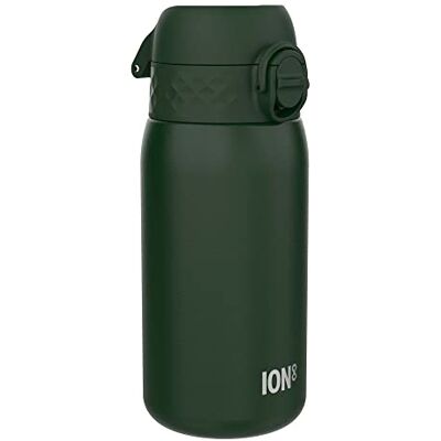 ion8 Kinder Trinkflasche, Edelstahl Leicht 400ml, Nicht Isoliert, Auslaufsicher, Einhandöffnung, Sichere Verriegelung, Spülmaschinenfest, Klappdeckel, Tragegriff, Leicht zu Reinigen, Dunkelgrün ion8 Kinder Trinkflasche, Edelstahl Leicht 400ml, Nicht Isoliert, Auslaufsicher, Einhandöffnung, Sichere Verriegelung, Spülmaschinenfest, Klappdeckel, Tragegriff, Leicht zu Reinigen, Dunkelgrün