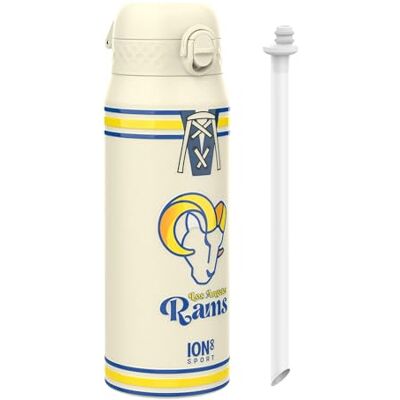 ion8 NFL Los Angeles Rams Trinkflasche Mit Herausnehmbarem Strohhalm, 750ml/24oz, Auslaufsichere Isolierflasche, Leicht Zu Öffnen, Sicherer Verschluss, Spülmaschinenfest, Klappdeckel, Metallflasche ion8 NFL Los Angeles Rams Trinkflasche Mit Herausnehmbarem Strohhalm, 750ml/24oz, Auslaufsichere Isolierflasche, Leicht Zu Öffnen, Sicherer Verschluss, Spülmaschinenfest, Klappdeckel, Metallflasche