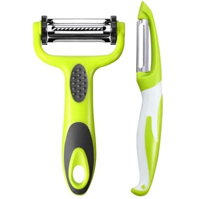 KOOSREEL 2 Stück Multifunktion Sparschäler Set, 3 in 1 Schäler und Gerader Schäler, Gemüseschäler & Obstschäler, Schwenkschäler, Sparschäler mit Wellenschliff, Kartoffelschäler, Karottenschäler KOOSREEL 2 Stück Multifunktion Sparschäler Set, 3 in 1 Schäler und Gerader Schäler, Gemüseschäler & Obstschäler, Schwenkschäler, Sparschäler mit Wellenschliff, Kartoffelschäler, Karottenschäler