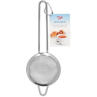 Tala Kleines Sieb 8 cm aus Edelstahl Feines Küchensieb mit Doppelauflage für Losen Tee Puderzucker Kakao Mehl Obst Saucen und Tägliches Backen Tala Kleines Sieb 8 cm aus Edelstahl Feines Küchensieb mit Doppelauflage für Losen Tee Puderzucker Kakao Mehl Obst Saucen und Tägliches Backen