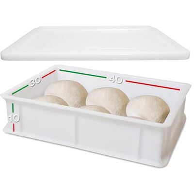 LUNEDA Set Behälter und Deckel für Hefeteig, Brot, Pizza, Behälter 12 l, weiß, aus Polyethylen, stapelbar, lebensmittelecht, hergestellt in Italien – 30 x 40 x 10 cm LUNEDA Set Behälter und Deckel für Hefeteig, Brot, Pizza, Behälter 12 l, weiß, aus Polyethylen, stapelbar, lebensmittelecht, hergestellt in Italien – 30 x 40 x 10 cm