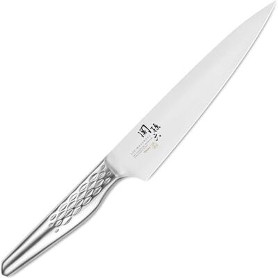 KAI Seki Magoroku Shoso Officemesser 9 cm Klingenlänge 5CR15MoV Edelstahl 56 (±1) HRC konvexer Anschliff 18-8 Edelstahl Griff mit Rautenmuster Universalmesser Made in Japan KAI Seki Magoroku Shoso Officemesser 9 cm Klingenlänge 5CR15MoV Edelstahl 56 (±1) HRC konvexer Anschliff 18-8 Edelstahl Griff mit Rautenmuster Universalmesser Made in Japan
