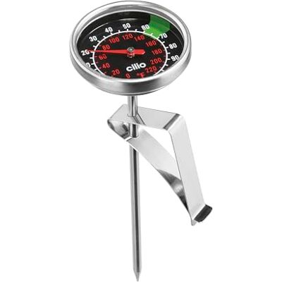 Cilio Milchthermometer Edelstahl rostfrei Temperaturmessgerät für Flüssigkeiten Für perfekten Milchschaum Verstellbarer Clip Markierungen bei 60 °C 70 °C Skala bis 100 °C Cilio Milchthermometer Edelstahl rostfrei Temperaturmessgerät für Flüssigkeiten Für perfekten Milchschaum Verstellbarer Clip Markierungen bei 60 °C 70 °C Skala bis 100 °C