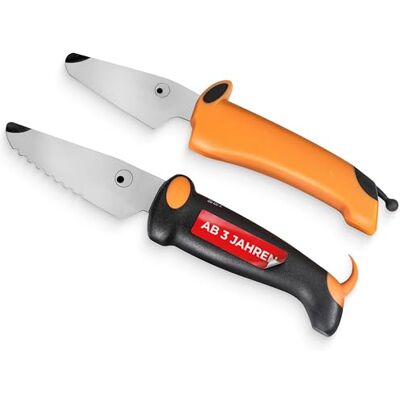 KUHN RIKON Kindermesser Set ab 3 Jahren Edelstahl Kinder-Küchenmesser 2er-Pack Schneidemesser in Hunde-Optik, glatte und gezackte Klinge, 17 cm Länge, spülmaschinenfestes Kinderküche Zubehör KUHN RIKON Kindermesser Set ab 3 Jahren Edelstahl Kinder-Küchenmesser 2er-Pack Schneidemesser in Hunde-Optik, glatte und gezackte Klinge, 17 cm Länge, spülmaschinenfestes Kinderküche Zubehör