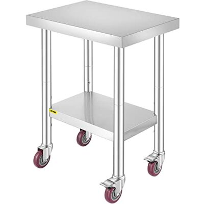 VEVOR Edelstahltisch Arbeitstisch 61 x 46 x 86 cm, Gastronomie Küchentisch mit 100 kg Tragkraft, Vorbereitungstisch mit 4 Verstellbaren Füßen, Serviertisch Rollbar für Küche Bar & Restaurant VEVOR Edelstahltisch Arbeitstisch 61 x 46 x 86 cm, Gastronomie Küchentisch mit 100 kg Tragkraft, Vorbereitungstisch mit 4 Verstellbaren Füßen, Serviertisch Rollbar für Küche Bar & Restaurant