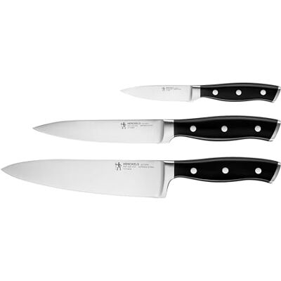 HENCKELS Accent Messerset 3-tlg, Spick-, Fleisch- und Kochmesser, Schwarz mit Nieten HENCKELS Accent Messerset 3-tlg, Spick-, Fleisch- und Kochmesser, Schwarz mit Nieten