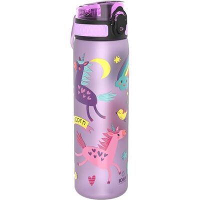 ion8 Trinkflasche, 500 ml, Auslaufsicher, Einhandöffnung, Sichere Verriegelung, Spülmaschinenfest, BPA-frei, Tragegriff, Klappdeckel, Leicht zu Reinigen, Klimaneutral, Einhörner-Design ion8 Trinkflasche, 500 ml, Auslaufsicher, Einhandöffnung, Sichere Verriegelung, Spülmaschinenfest, BPA-frei, Tragegriff, Klappdeckel, Leicht zu Reinigen, Klimaneutral, Einhörner-Design