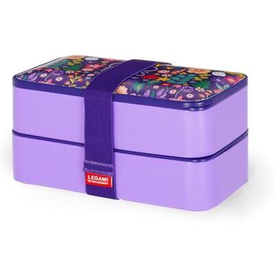 LEGAMI Lunchbox mit 3 Bestecken und Besteckhalter, Thema Blumen, Fassungsvermögen 1200 ml, mikrowellen- und spülmaschinenfest LEGAMI Lunchbox mit 3 Bestecken und Besteckhalter, Thema Blumen, Fassungsvermögen 1200 ml, mikrowellen- und spülmaschinenfest