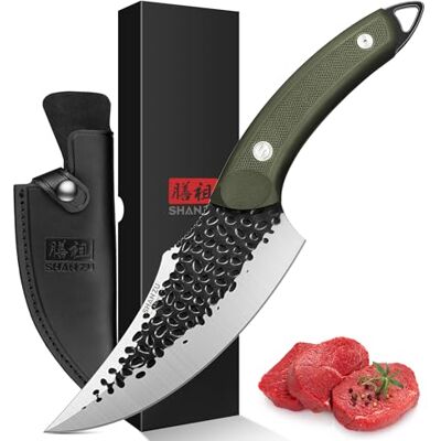 SHAN ZU 15cm Kochmesser Küchenmesser mit Lederscheide Scharf Profi Messer mit G10 Griff Kitchen Chef's Knives SHAN ZU 15cm Kochmesser Küchenmesser mit Lederscheide Scharf Profi Messer mit G10 Griff Kitchen Chef's Knives