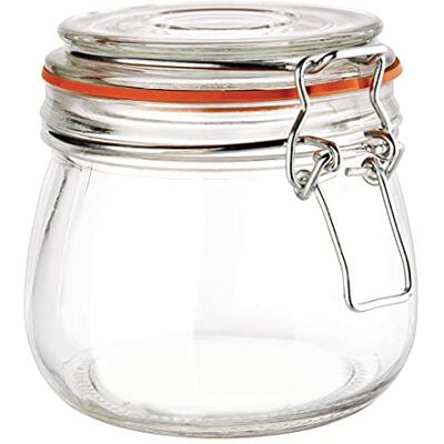VOGUE Einmachglas mit Bügelverschluss 500 ml, Durchsichtig, Material: Glas, Gummiring für luftdichten Verschluss, Einmachglas aus Glas, Größe: 105(H) x 105(T) x 89(Ø) mm, P490 VOGUE Einmachglas mit Bügelverschluss 500 ml, Durchsichtig, Material: Glas, Gummiring für luftdichten Verschluss, Einmachglas aus Glas, Größe: 105(H) x 105(T) x 89(Ø) mm, P490