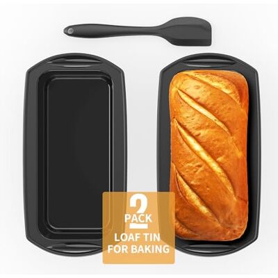 Ankway Rechteckige Brotbackform aus Silikon mit Teigschaber, Set mit 2 antihaftbeschichteten Silikonformen für Kuchen und Brot, 28 x 14,3 x 6,3 cm, Schwarz Ankway Rechteckige Brotbackform aus Silikon mit Teigschaber, Set mit 2 antihaftbeschichteten Silikonformen für Kuchen und Brot, 28 x 14,3 x 6,3 cm, Schwarz