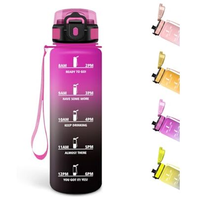 Motswedi Trinkflasche, 500ML BPA-Frei, Wasserflasche, Auslaufsicheres Schlossdesign, Flasche, Trinkflasche Sport Mit Zeitmarkierung, Trinkflaschen für Schule, Sport, Camping Auslaufsichere Lila&Schwarz Motswedi Trinkflasche, 500ML BPA-Frei, Wasserflasche, Auslaufsicheres Schlossdesign, Flasche, Trinkflasche Sport Mit Zeitmarkierung, Trinkflaschen für Schule, Sport, Camping Auslaufsichere Lila&Schwarz