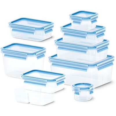 Emsa Clip & Close Lebensmittelaufbewahrung, 9-teiliges Set, Auslaufsicher, Hygienisch, 0,15 L–0,2 L–2 x 0,55 L–0,55 L–1,0 L–1,1 L–2,2 L, N1061450 Emsa Clip & Close Lebensmittelaufbewahrung, 9-teiliges Set, Auslaufsicher, Hygienisch, 0,15 L–0,2 L–2 x 0,55 L–0,55 L–1,0 L–1,1 L–2,2 L, N1061450