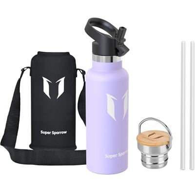 Super Sparrow Edelstahl Trinkflasche- 0.5L/0.75L/1L- Thermosflasche mit Strohhalm Wasserflasche Auslaufsicher, Thermoskanne BPA-Frei & Kalt & Heiß TwistTrail mit Trinkhalmdeckel, Ringdeckel &Sleeve Super Sparrow Edelstahl Trinkflasche- 0.5L/0.75L/1L- Thermosflasche mit Strohhalm Wasserflasche Auslaufsicher, Thermoskanne BPA-Frei & Kalt & Heiß TwistTrail mit Trinkhalmdeckel, Ringdeckel &Sleeve