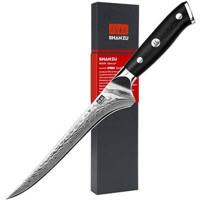 SHAN ZU Damast Filetiermesser 18cm Ausbeinmesser SHAN ZU Damast Filetiermesser 18cm Ausbeinmesser